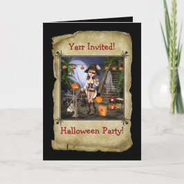 Pirate Girl Halloween Party Invitation