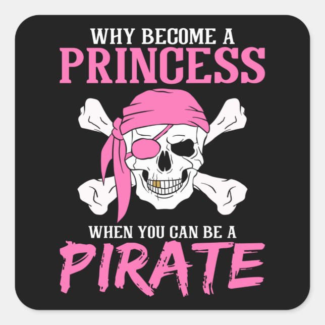 Pirate Girl Pirate Gift Girl Quadratischer Aufkleber (Vorderseite)