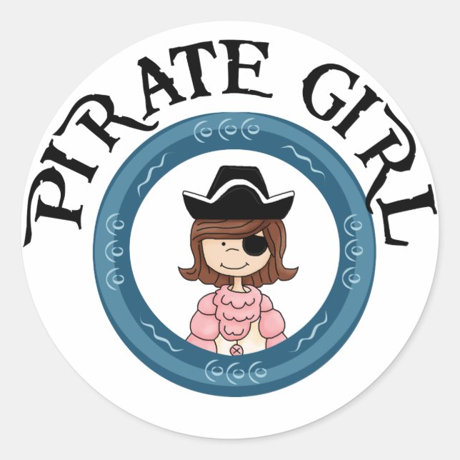Pirate Girl Runder Aufkleber (Vorderseite)