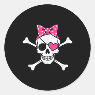 Pirate Girl Skull Herzstück Outfit Kleinkind Valen Runder Aufkleber