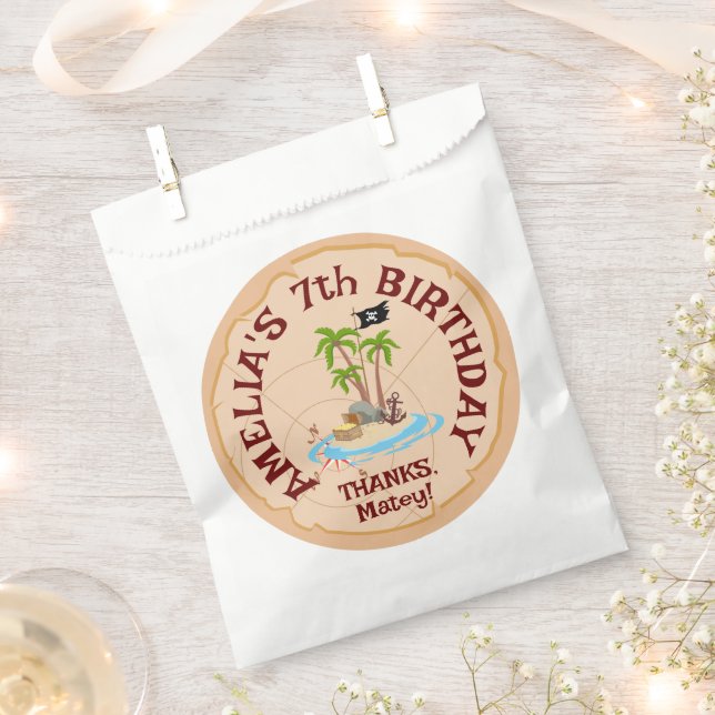 Pirate Girl Treasure Karte Geburtstagsparty Geschenktütchen (Ausgeschnitten)