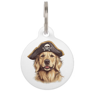 Pirate Golden Retriever Dog Skull Haustiermarke
