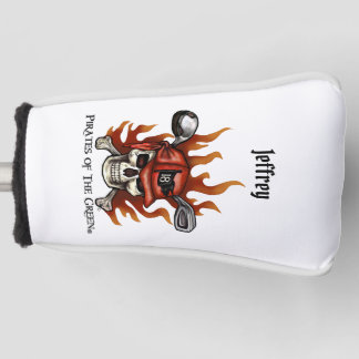 Pirate Golfer Flaming Skull und Crossbones Golf Headcover