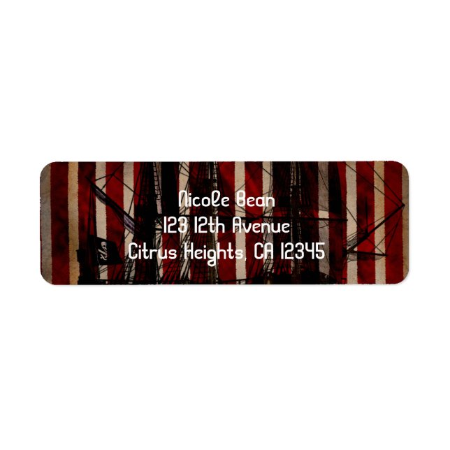 Pirate Grunge Étiquettes de adresse de fête d'anni (Devant)