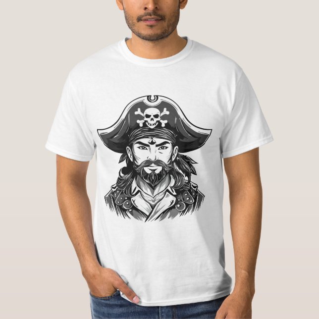 Pirate head with hat sailor and Eye Patch and Bear T-Shirt (Vorderseite)