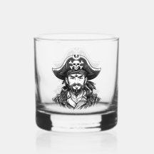 Pirate head with hat sailor and Eye Patch and Bear