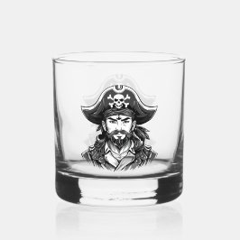Pirate head with hat sailor and Eye Patch and Bear Whiskyglas