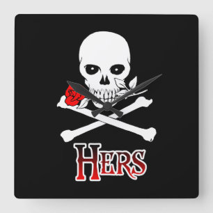 Pirate Hers Quadratische Wanduhr