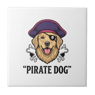 Pirate-Hund Vintage-Gravur-Shirt-Design_1 Fliese