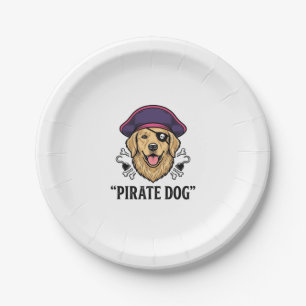 Pirate-Hund Vintage-Gravur-Shirt-Design_1 Pappteller