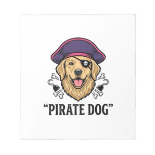 Pirate-Hund Vintage-Stickerei-Shirt-Design_1 Notizblock