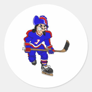 Pirate Ice Hockey Player Runder Aufkleber