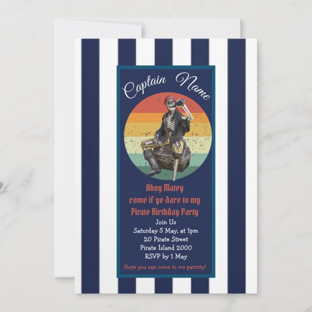 Pirate Invitation anniversaire (Devant)