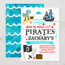 Pirate invitation fête d'anniversaire Pirates