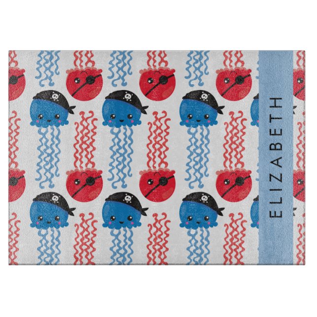 Pirate Jellyfish, Quallen Muster, Ihr Name Schneidebrett (Vorderseite)