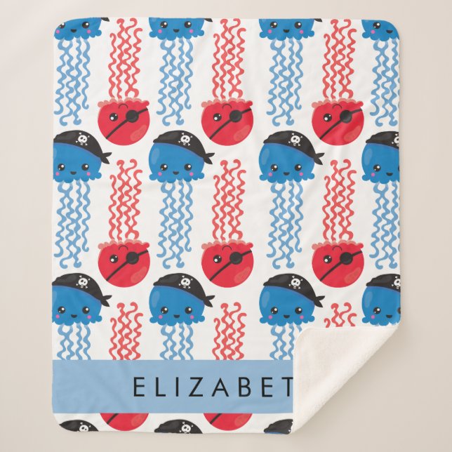 Pirate Jellyfish, Quallen Muster, Ihr Name Sherpadecke (Vorderseite)