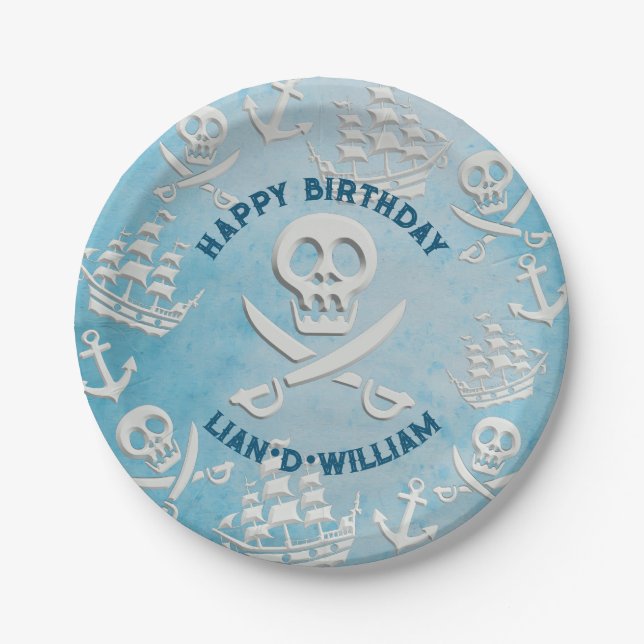 PIRATE! Jungs Geburtstagsfeier Pappteller (Vorderseite)