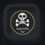 Pirate Kids Skull und Crossbones Birthday Border Pappteller<br><div class="desc">Exklusiv von designs4days,  unsere kleinen Piraten Kindergeburtstag Schädel und Kreuzknochen Papier Teller. Teil unserer kleinen Piraten Party Kollektion.</div>