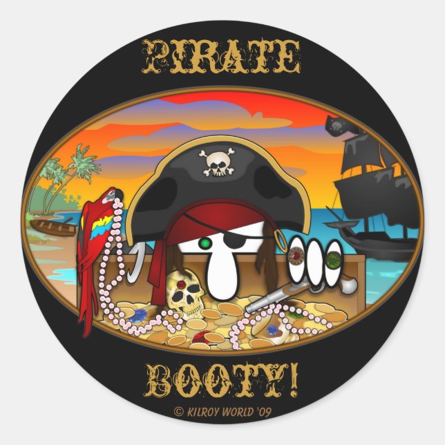 Pirate Kilroy Hintern Sticker (Vorderseite)