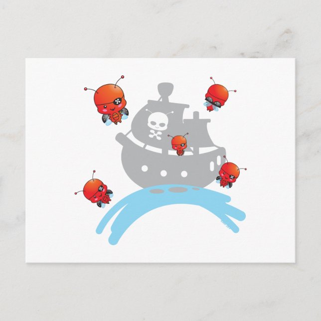 Pirate Ladybugs Postcard Postkarte (Vorderseite)