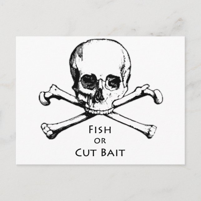 Pirate-Logo "Fish or Cut Bait" Piratenflagge Postkarte (Vorderseite)