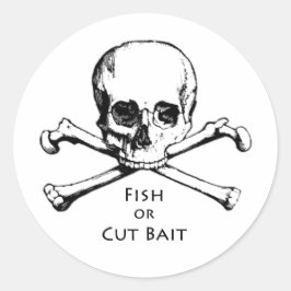 Pirate-Logo "Fish or Cut Bait" Piratenflagge Runder Aufkleber