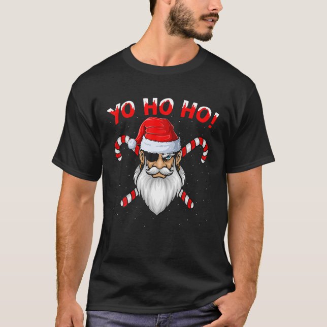 Pirate Lover Xmas Matching Santa Yo Ho Ho Pirate C T-Shirt (Vorderseite)