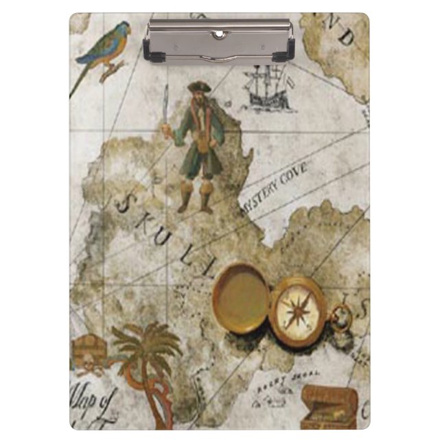 Pirate Map Clipboard Klemmbrett (Vorderseite)