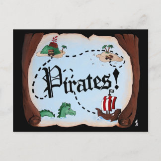 Pirate Map Postkarte