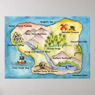 Pirate Map Print - Riesige Auswahl Poster
