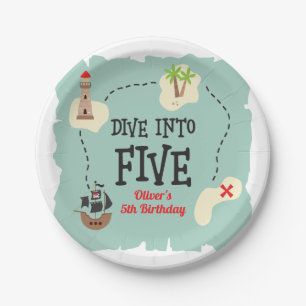 Pirate Map tauchen in 5. Geburtstag Pappteller