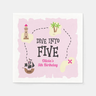 Pirate Map tauchen in fünf Pink 5. Geburtstag Serviette