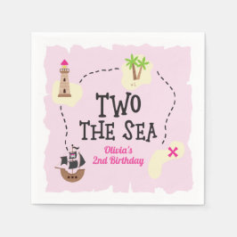 Pirate Map Zwei Sea Pink Geburtstag Serviette