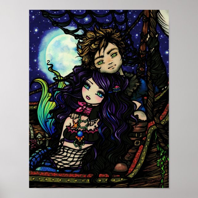 Pirate Mermaid Fantasy Art Poster (Vorne)
