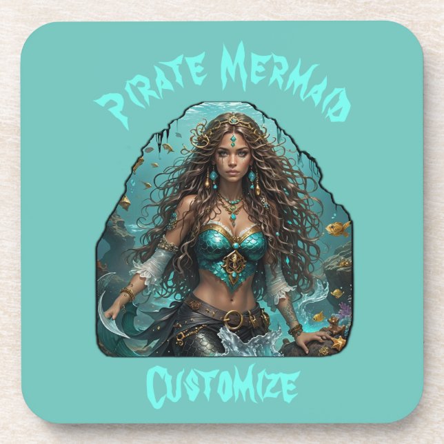 Pirate Mermaid Lady Thunder_Cove Getränkeuntersetzer (Vorderseite)