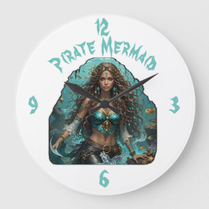 Pirate Mermaid Lady Thunder_Cove Große Wanduhr