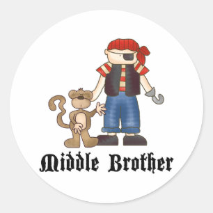Pirate Middle Brother Runder Aufkleber