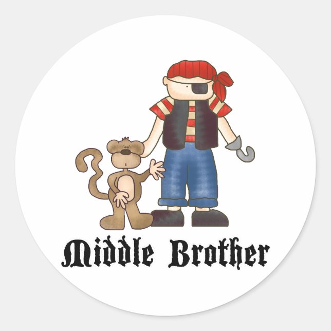 Pirate Middle Brother Runder Aufkleber (Vorderseite)