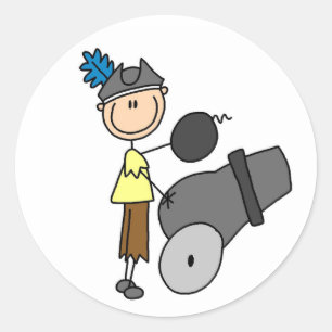 Pirate mit Cannon-Aufkleber Runder Aufkleber