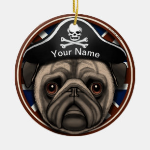 Pirate Mops Keramik Ornament
