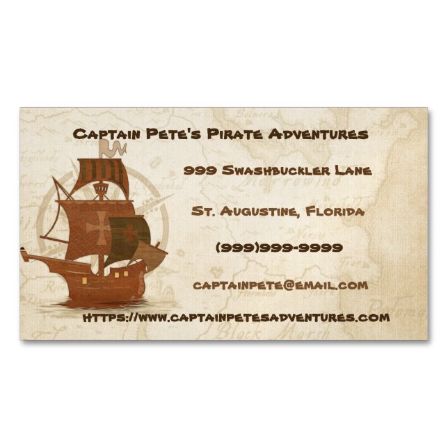 Pirate Mystery Ship Magnetische Visitenkarte (Vorderseite)