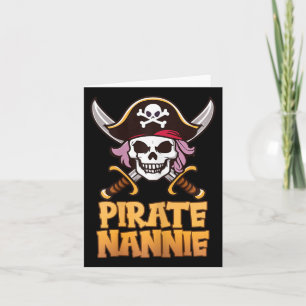 Pirate Nannie Funny Captain Grandma Halloween Cost Karte