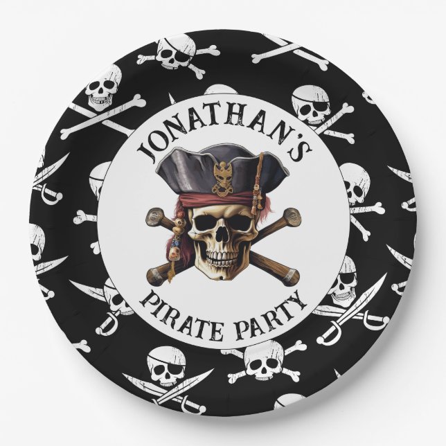 PIRATE-NIEDLICHE Papierplatte Pappteller (Vorderseite)