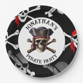 PIRATE-NIEDLICHE SKULLS-Papierplatte Pappteller