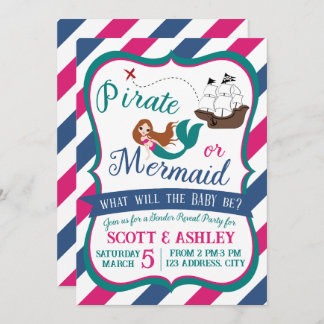 Pirate oder Mermaid Gender Reveal Party Einladung