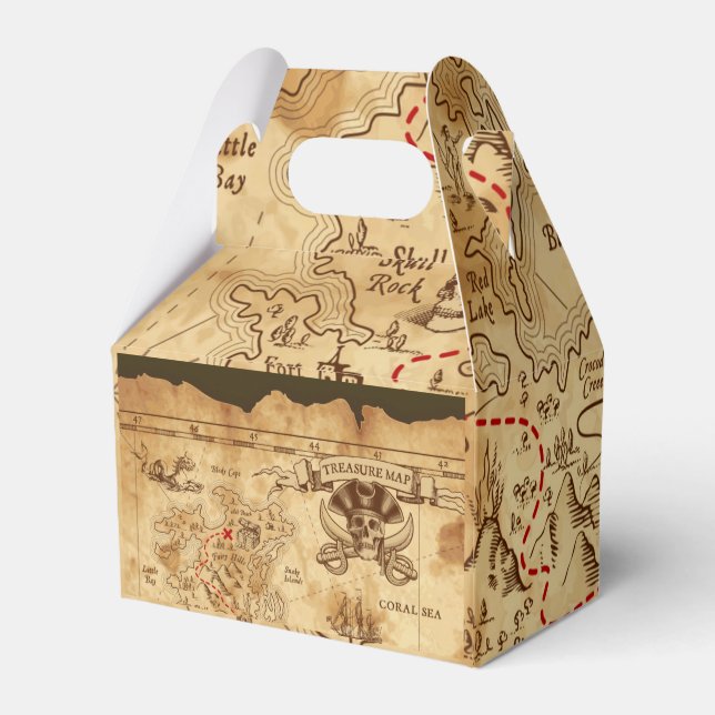 Pirate Old Vintag Treasmap Geburtstagsparty Geschenkschachtel (Rückseite)
