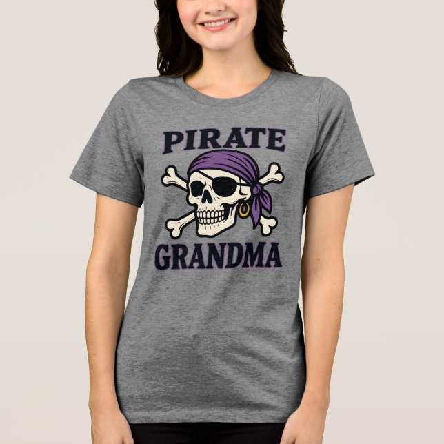 Pirate Oma - Skull - Tri-Blend Shirt (Vorderseite)
