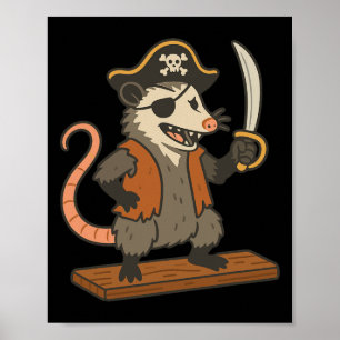 Pirate Opossum Funny Halloween Kostüm Possum Liebe Poster