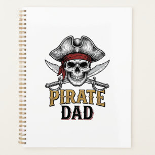 Pirate Papa Crâne Épée Vintage Gravure T-Shirt_1