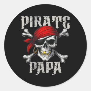 Pirate Papa Piratenflagge Flag und Schädelknochen Runder Aufkleber